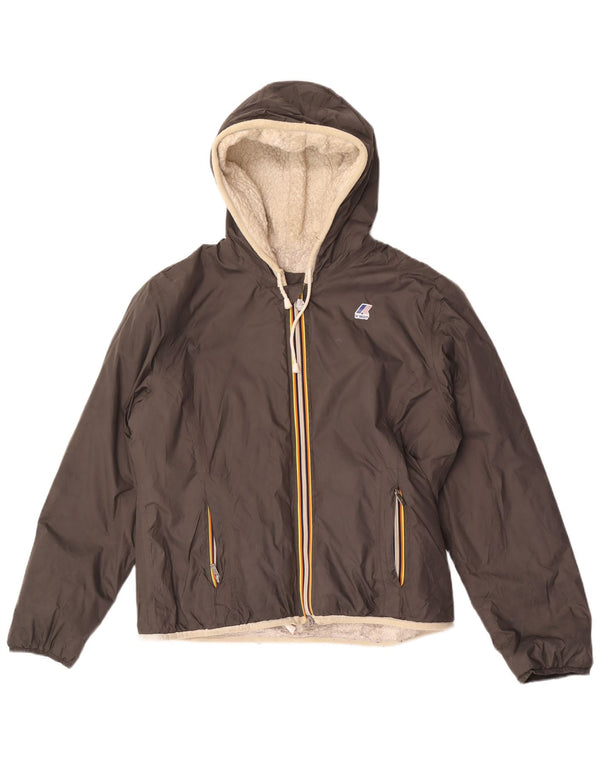 K-Way Mens Hooded Windbreaker Jacket UK 38 Medium Grey Polyamide