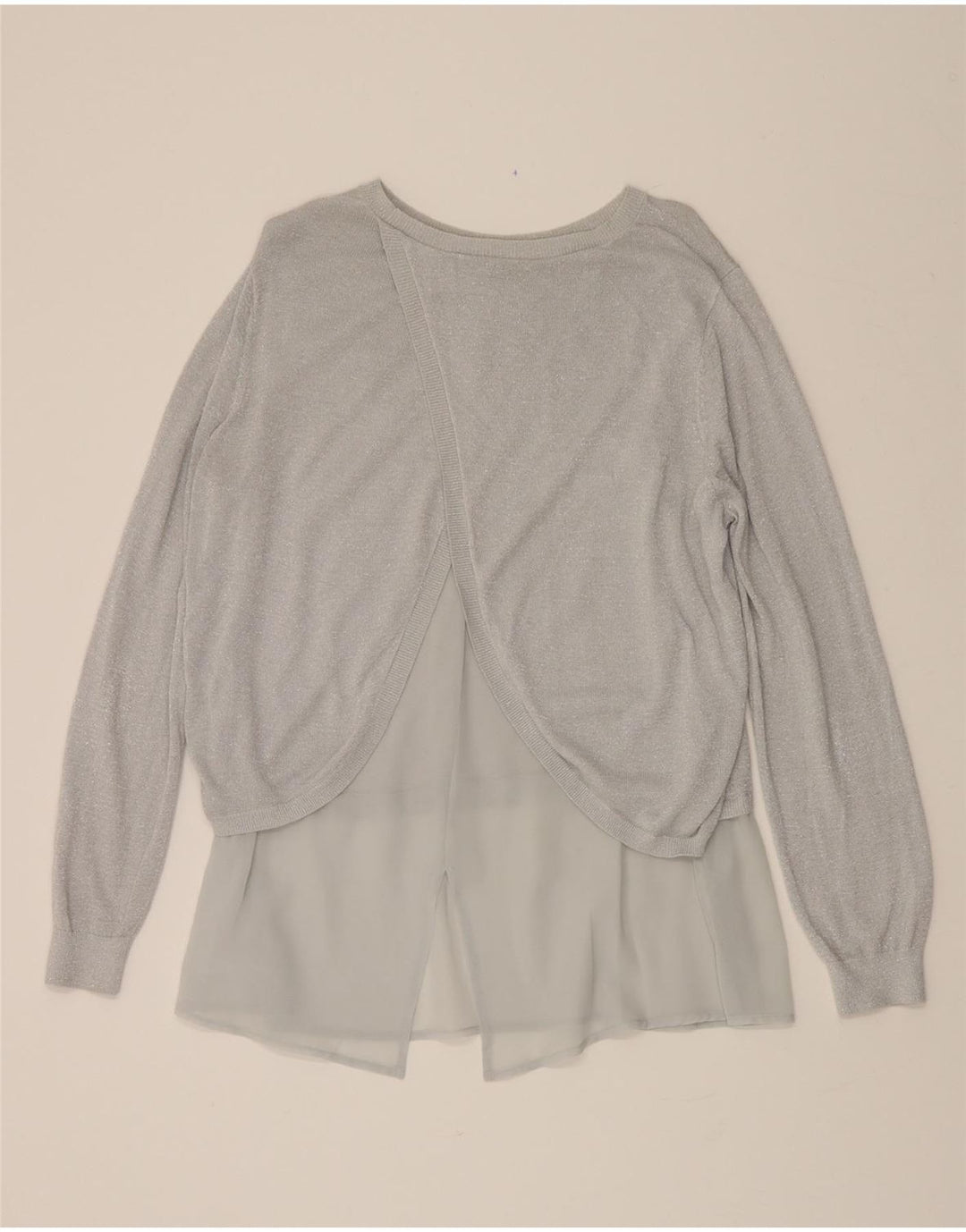 OASIS Womens Long Sleeve Blouse Top UK 16 Large Grey Viscose Vintage Oasis and Second-Hand Oasis from Messina Hembry 