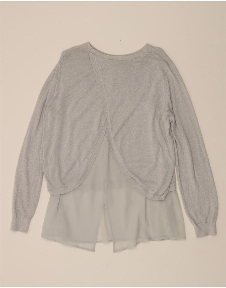 OASIS Womens Long Sleeve Blouse Top UK 16 Large Grey Viscose Vintage Oasis and Second-Hand Oasis from Messina Hembry 