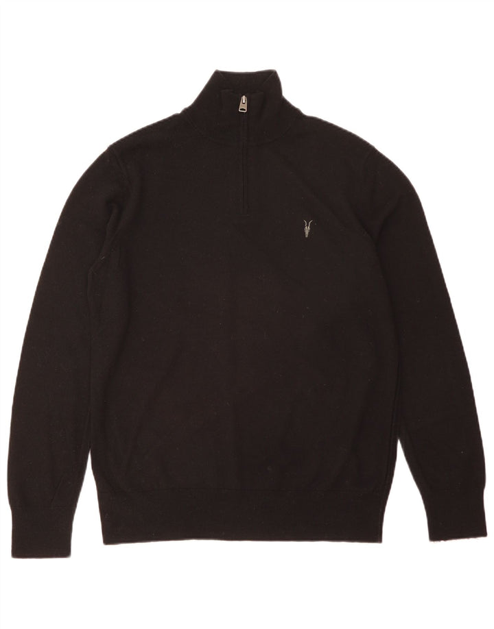 All Saints Herre Zip Neck Sweater Medium Sort