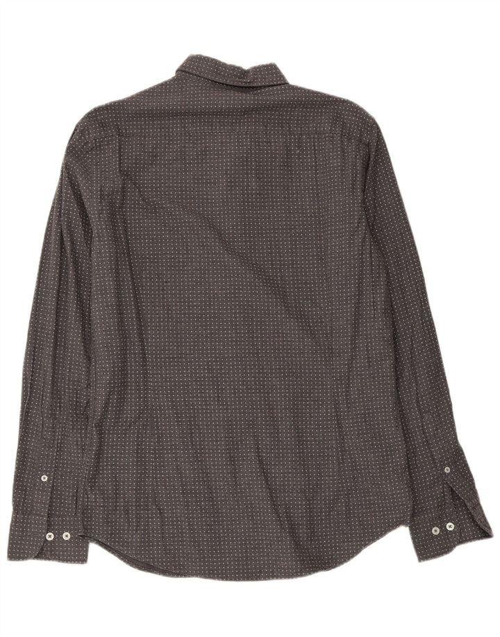 Camicia da uomo Massimo Dutti in cotone geometrico grigio medio