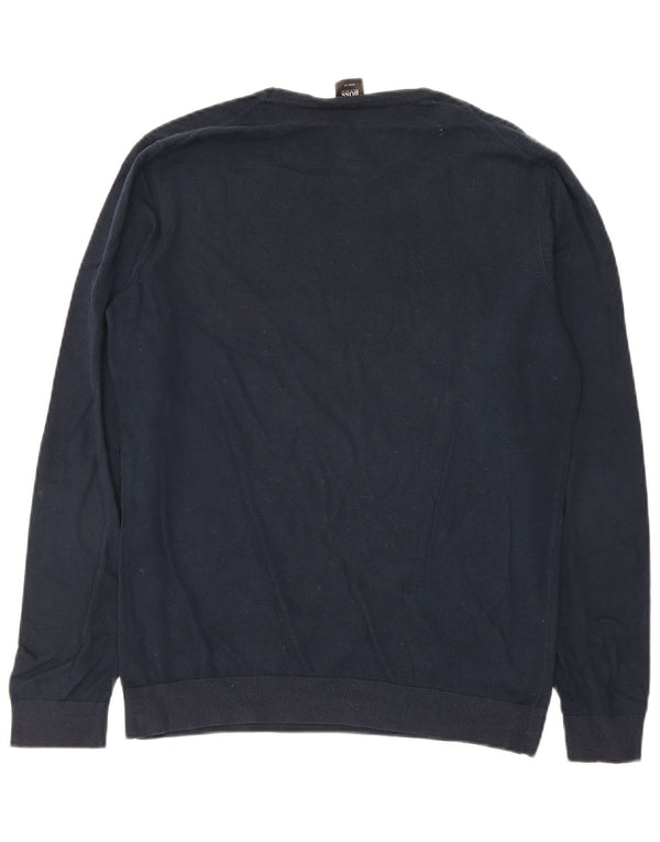 Hugo Boss Mens Crew Neck Jumper Sweater Large Navy Blue