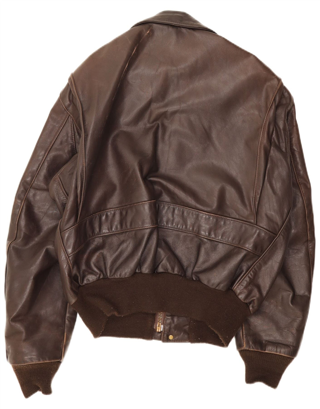 Vintage Herren-Militärleder-Bomberjacke UK 38 Mittelbraun