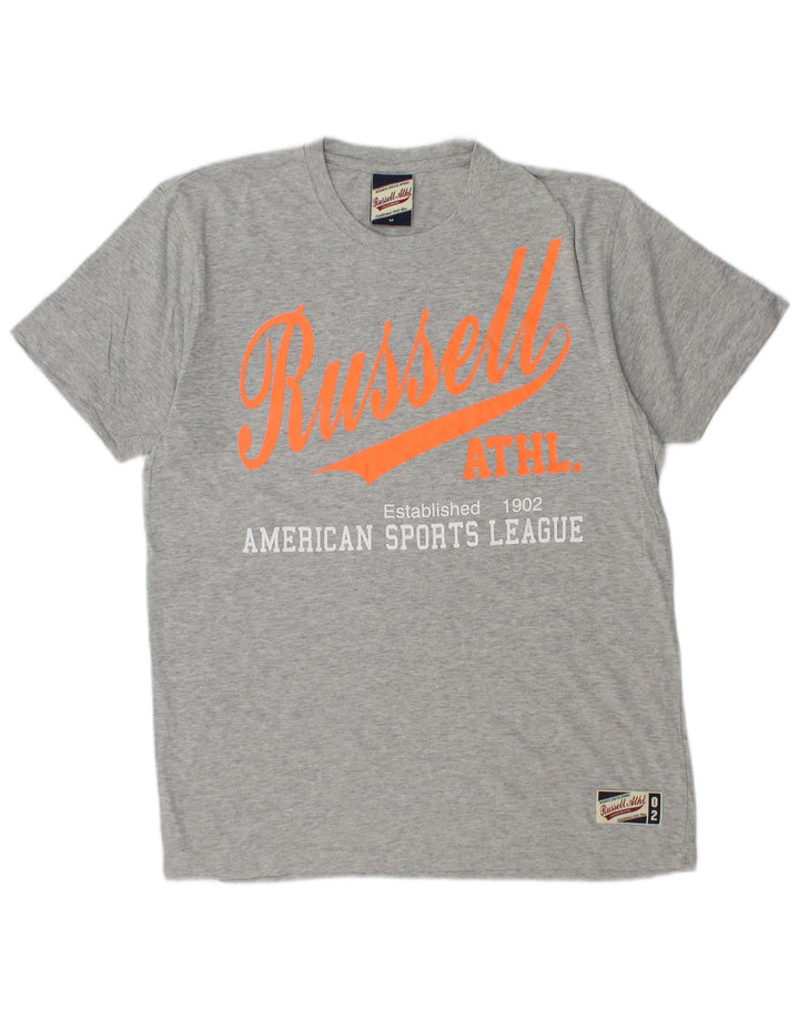 RUSSELL ATHLETIC Mens Graphic T-Shirt Top Medium Grey