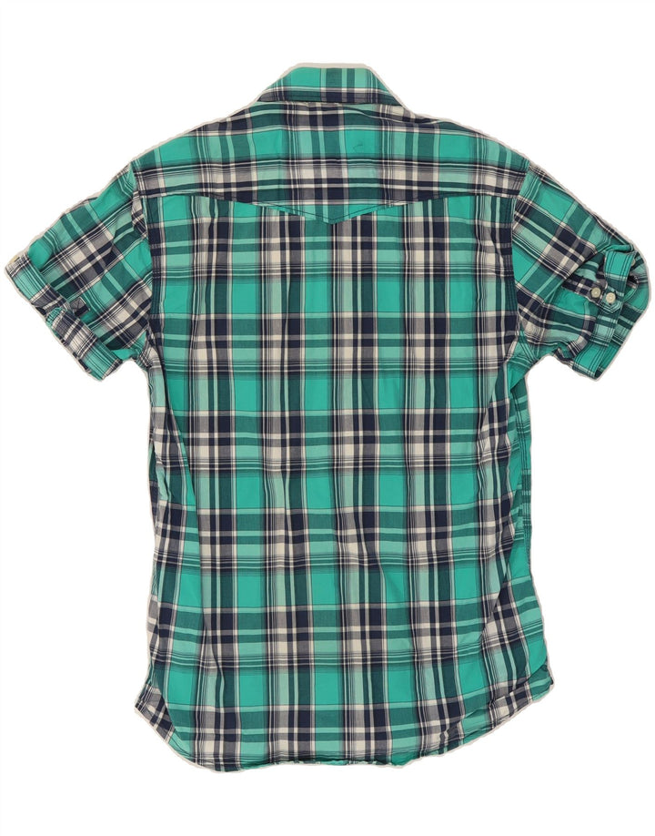 JACK & JONES Mens Short Sleeve Shirt Medium Green Check Cotton Vintage Jack & Jones and Second-Hand Jack & Jones from Messina Hembry 