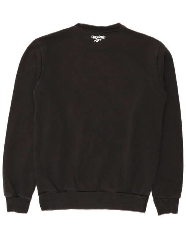 Reebok Mens Graphic Moletom Jumper Pequeno Algodão Preto