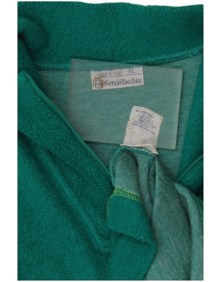 Sergio Tacchini Mens Zip Neck Fleece Jumper XL Green Polyester