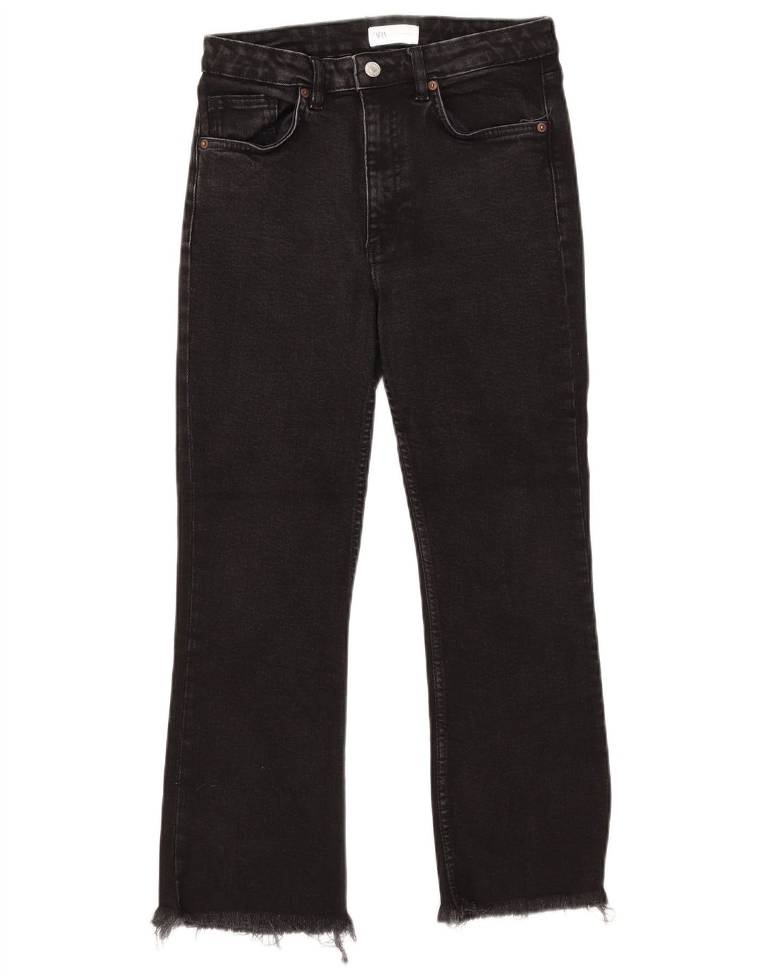 Zara Womens Cropped Jeans EU 38 Small W28 L25 Black