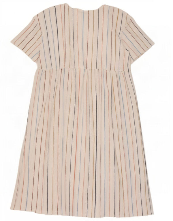 Abito a trapezio da donna Zara UK 16 Poliestere a righe bianche grandi