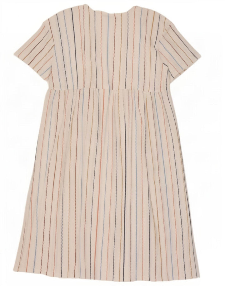 Zara Damen-A-Linien-Kleid, Größe 46, groß, weiß gestreift, Polyester