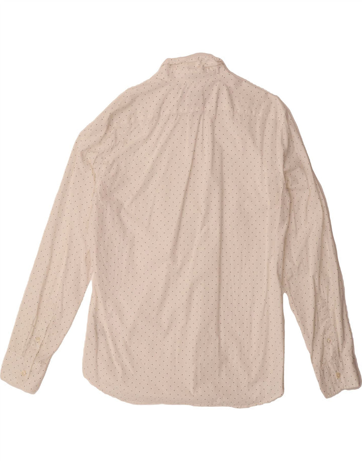 J. CREW Mens Slim Shirt Large White Spotted Cotton Vintage J. Crew and Second-Hand J. Crew from Messina Hembry 