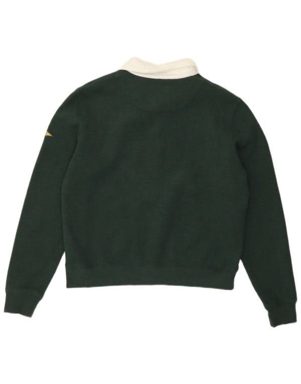 Superdry Womens Polo Neck Sweatshirt Jumper UK 12 Medium Green Colourblock