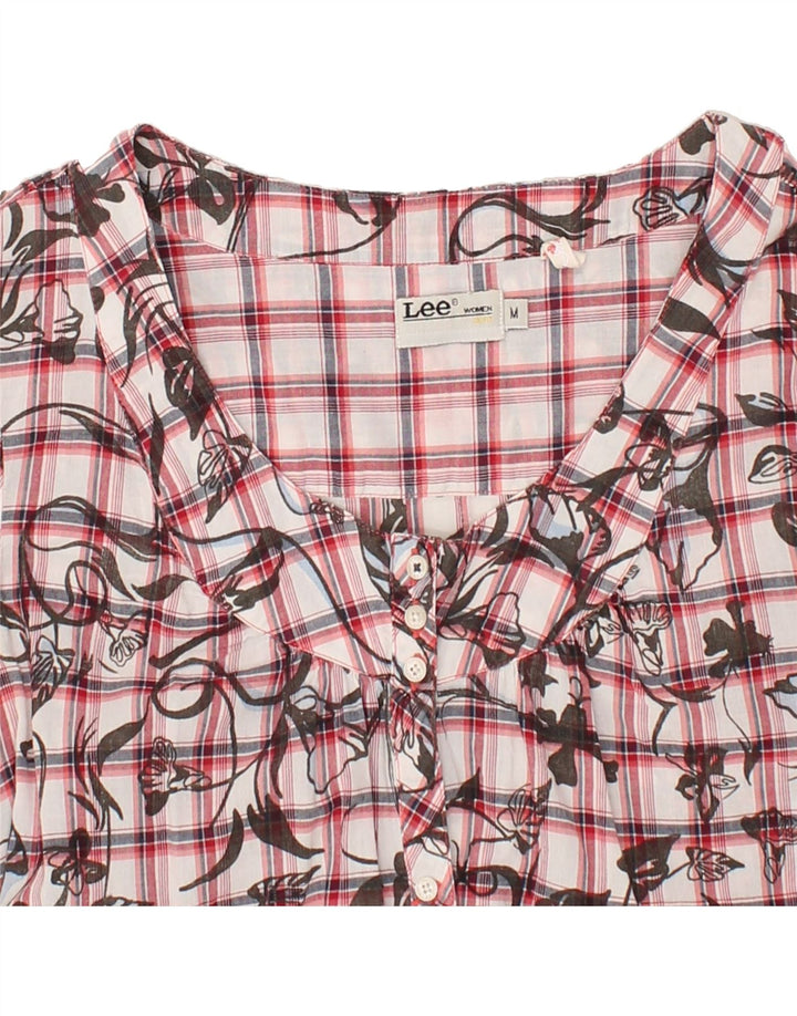 LEE Womens Shirt Blouse UK 12 Medium Red Floral Cotton | Vintage Lee | Thrift | Second-Hand Lee | Used Clothing | Messina Hembry 