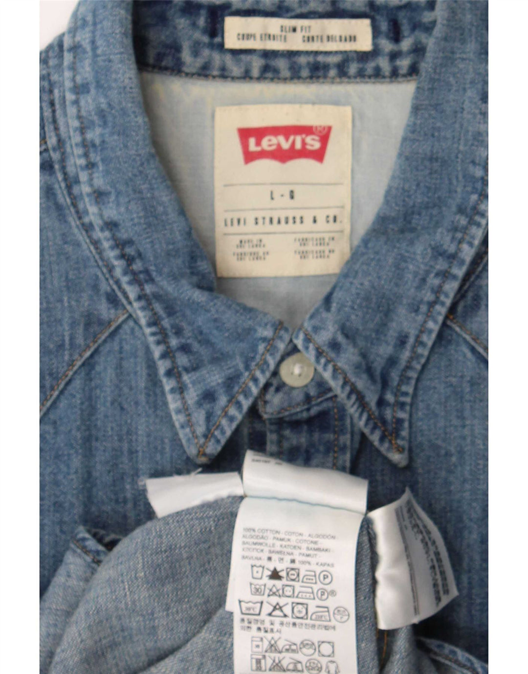 Levi's Mens Slim Fit Denim Shirt Large Blue Cotton