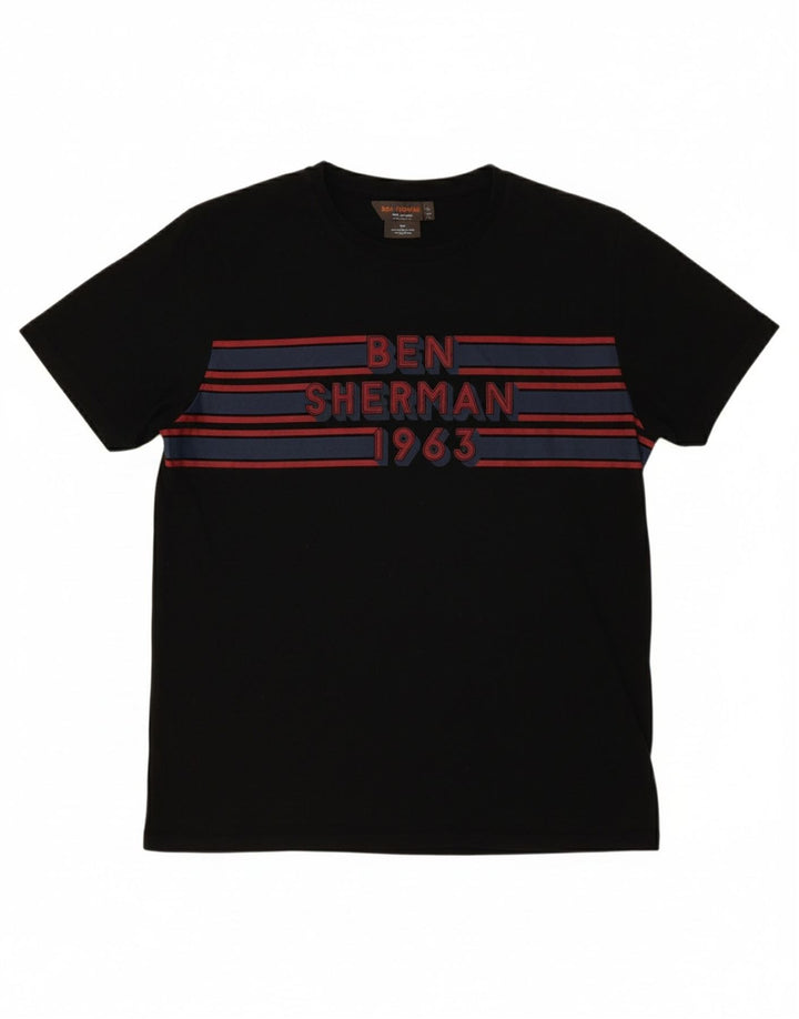 BEN SHERMAN Mens Graphic T-Shirt Top Medium Black Cotton