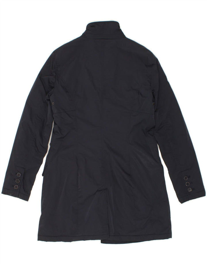 WOOLRICH Womens Overcoat UK 14 Large Navy Blue Polyester Vintage Woolrich and Second-Hand Woolrich from Messina Hembry 