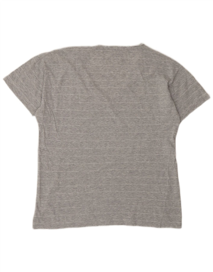 LACOSTE Womens T-Shirt Top Size 38 Medium Grey Striped Cotton