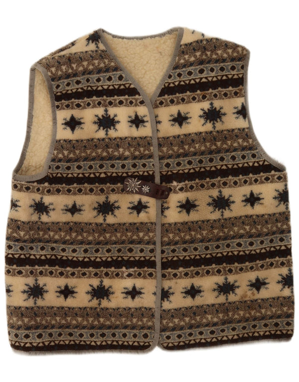 Vintage Womens Fleece Gilet UK 18 XL Multicoloured Fair Isle Virgin Wool