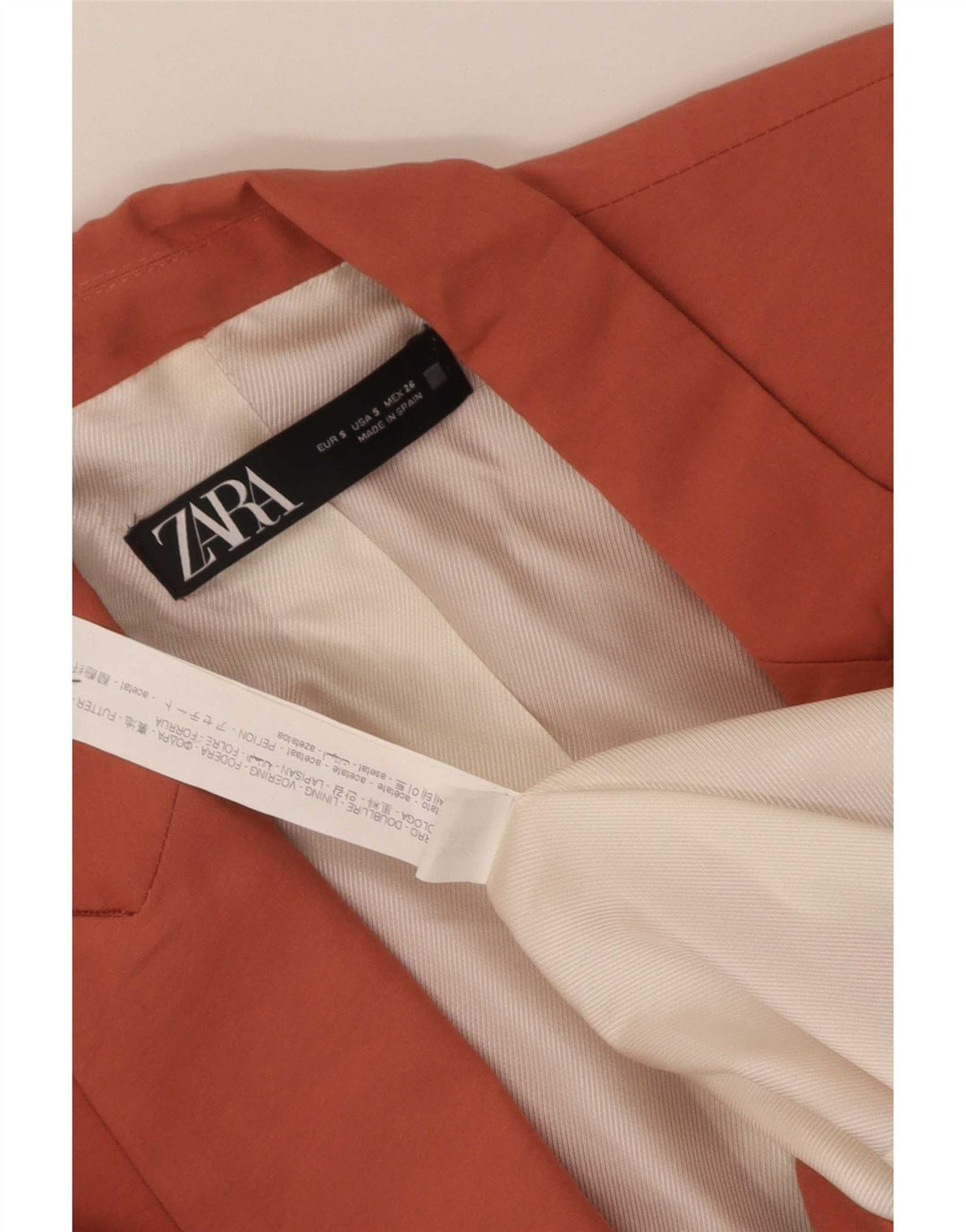 Jachetă Blazer pentru femei deschisă Zara UK 10 Acetat portocaliu mic