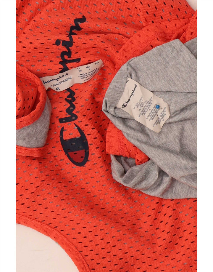 Champion Kvinder Athletic Fit Grafisk Vest Top UK 14 Medium Orange Polyester