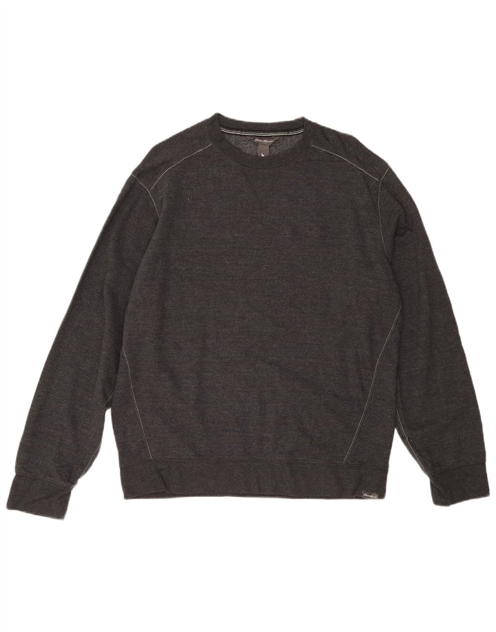 EDDIE BAUER Felpa da uomo Maglione grande in cotone grigio