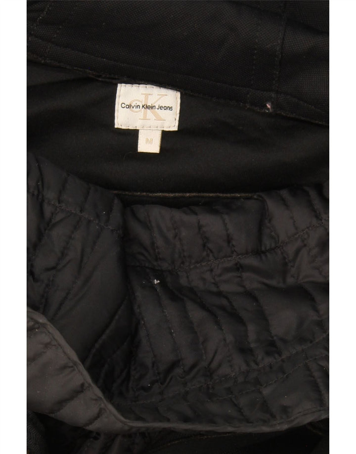 CALVIN KLEIN JEANS Womens Hooded Overcoat UK 14 Medium Black