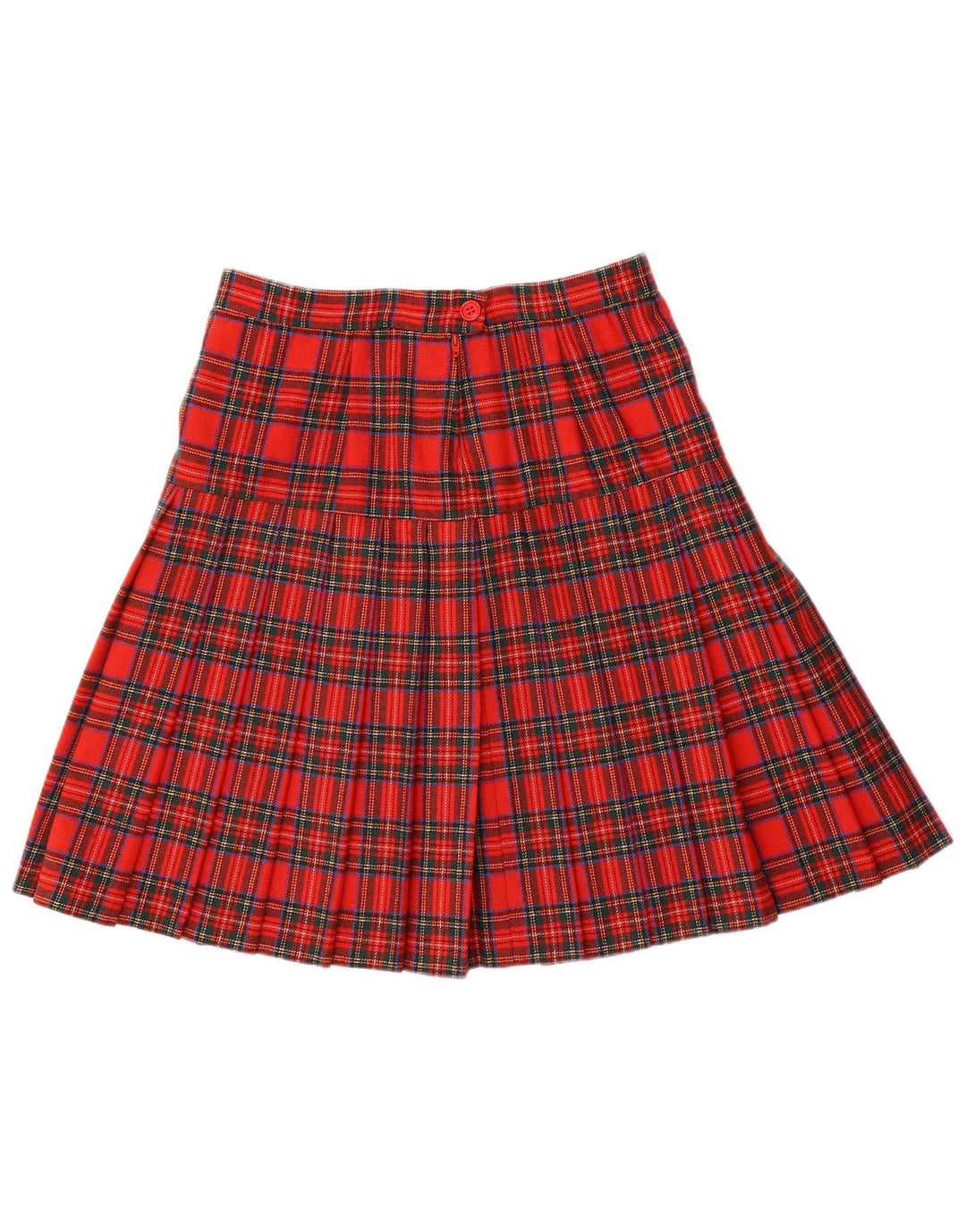 Falda plisada vintage para mujer W28 Cheque rojo medio