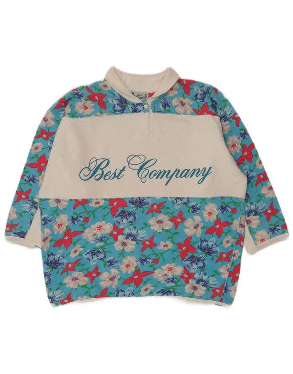 Best Company Womens Oversized 1/2 Sleeve Top UK 14 Medium Blue Floral