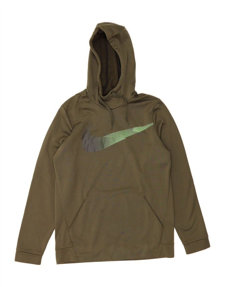 NIKE Mens Dri Fit Graphic Hoodie Jumper Medium Khaki Polyester Vintage Nike and Second-Hand Nike from Messina Hembry 