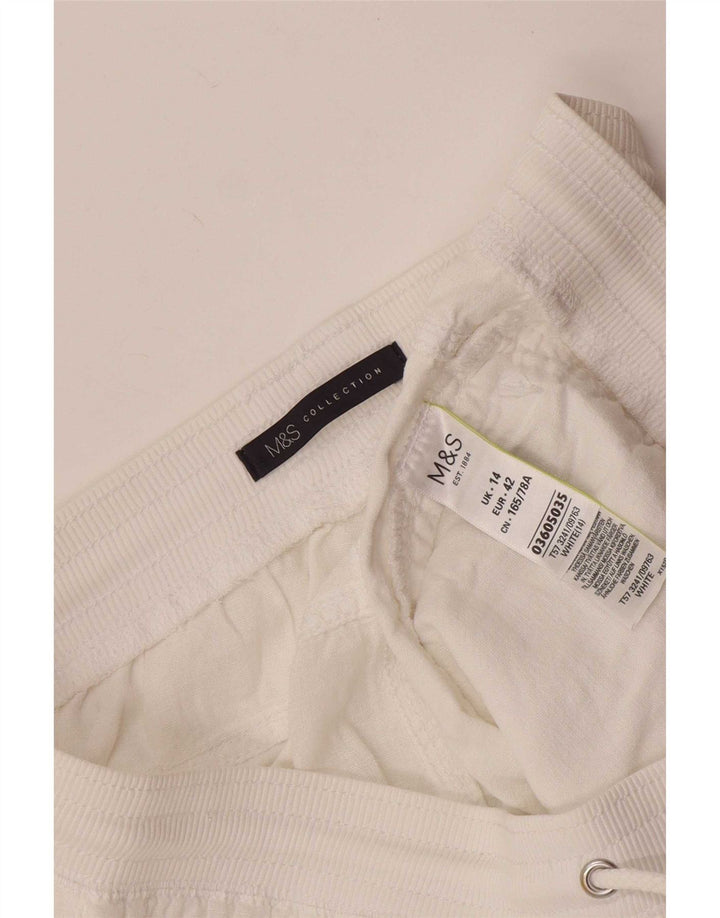 Marks & Spencer Womens Shorts UK 14 Large W32 White Linen