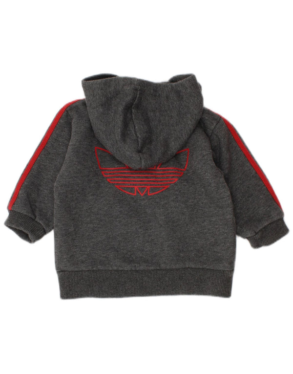 Maglione con cappuccio e bottoni grafici Adidas da bambino, 3-6 mesi, grigio chiazzato