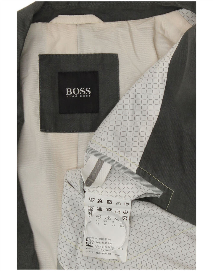 Hugo Boss Mens 2 Button Blazer Jacket EU 48 Medium Grey Cotton