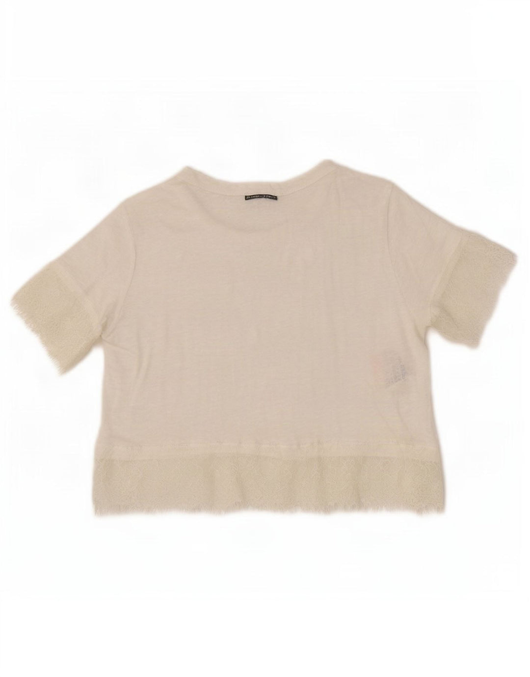 Zara Γυναικεία Μπλούζα Crop Top UK 12 Medium White Lenn