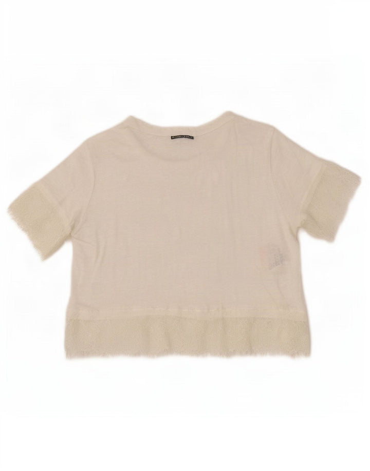 Zara Γυναικεία Μπλούζα Crop Top UK 12 Medium White Lenn
