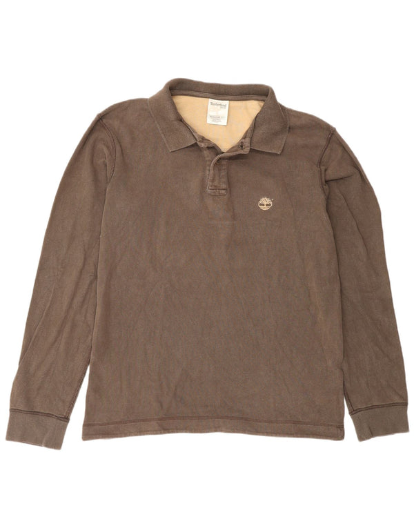Timberland Mens Long Sleeve Regular Fit Rugby Polo Shirt Medium Brown