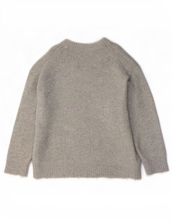 Zara Womens Oversized Boat Neck Jumper Sweater UK 10 Small Grey Acrylic