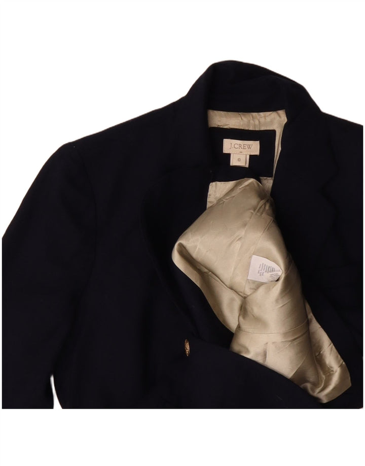 J. CREW Damen-Blazerjacke mit 2 Knöpfen, US 0 XS, marineblaue Wolle