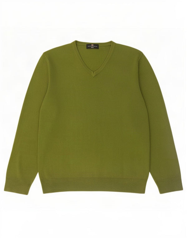 Marks & Spencer Mens Blue Harbour V-Neck Jumper Sweater Medium Green