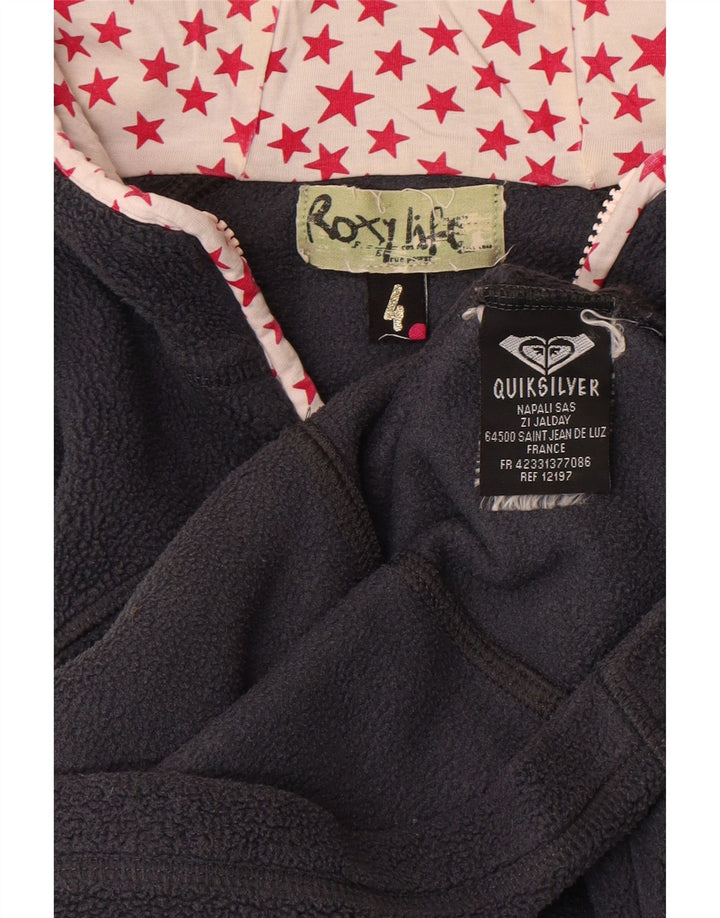 Quiksilver Womens Roxy Hooded Fleece Jacket US 4 Small Navy Blue Polyester
