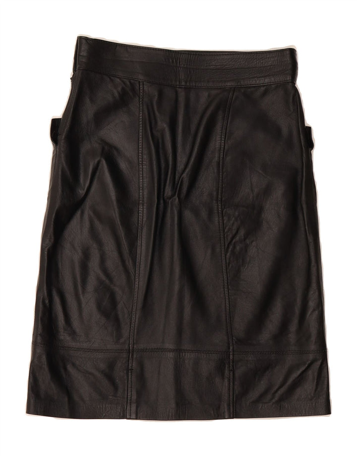 VINTAGE Womens Leather Skirt IT 42 Medium W28 Black Vintage Vintage and Second-Hand Vintage from Messina Hembry 