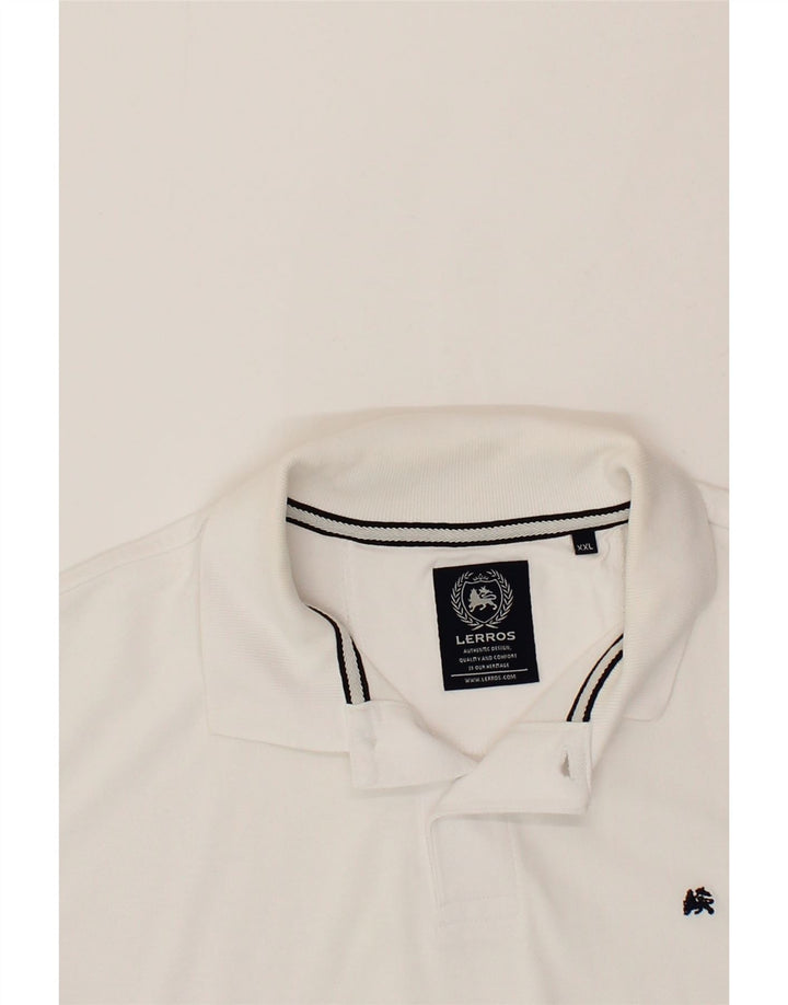 LERROS Mens Polo Shirt 2XL White Cotton Vintage Lerros and Second-Hand Lerros from Messina Hembry 