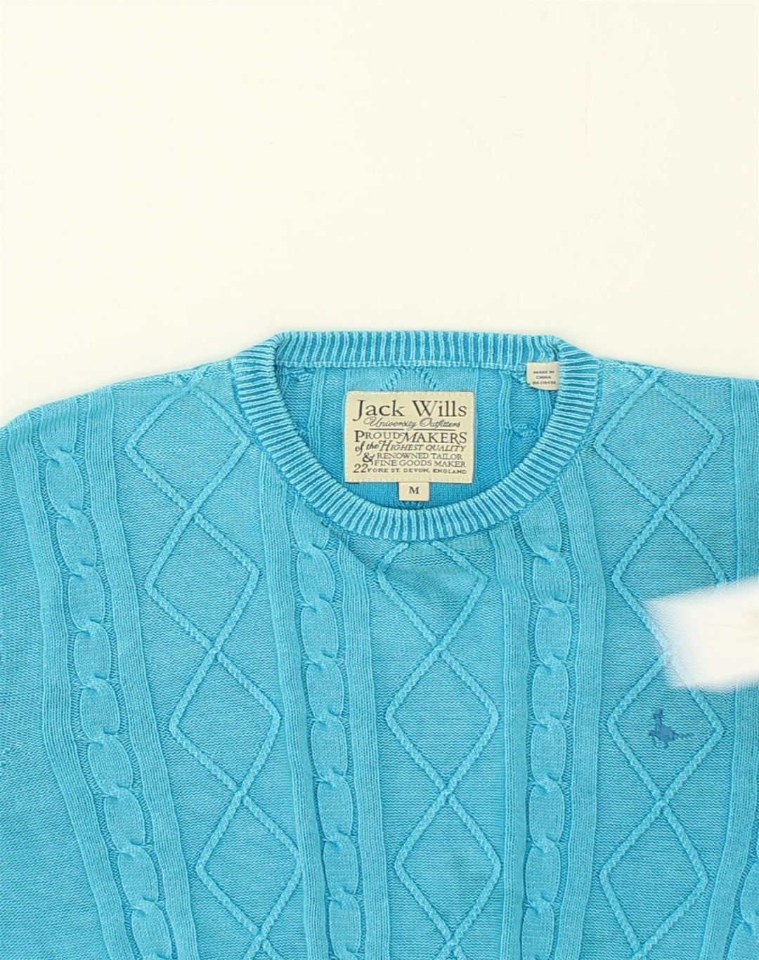 JACK WILLS Womens Crew Neck Jumper Sweater UK 14 Medium Turquoise Cotton | Vintage Jack Wills | Thrift | Second-Hand Jack Wills | Used Clothing | Messina Hembry 