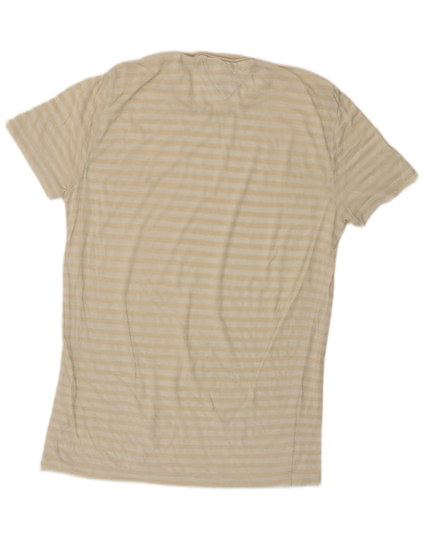 Tommy Hilfiger Camiseta Slim Fit para Hombre Top XL Algodón a Rayas Beige