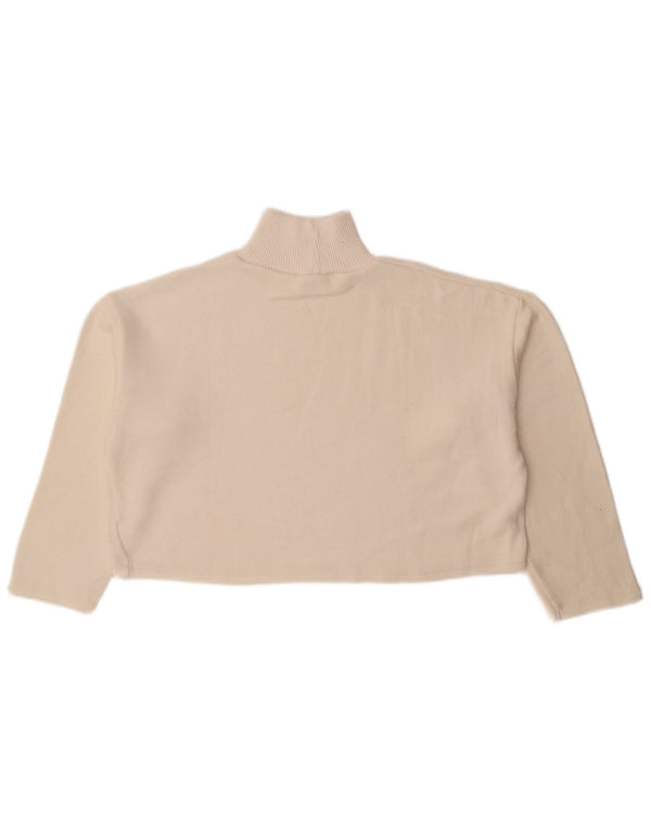 Zara Mujer Crop Oversize Cuello Alto Jersey Jersey UK 10 Small Off White