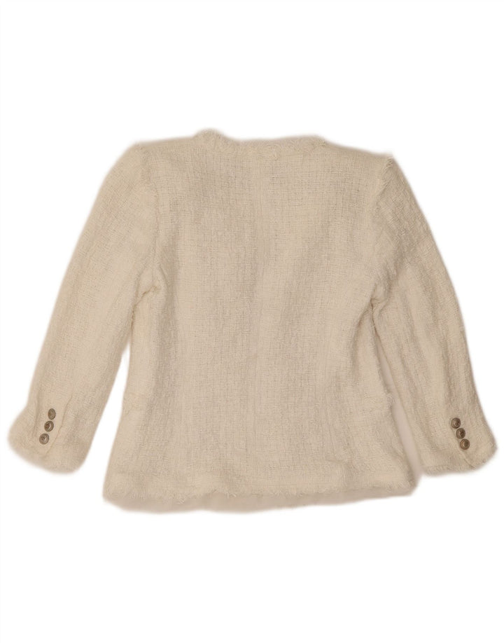 Giacca blazer corta con maniche a 3/4 da donna Zara UK 8 piccola bianca