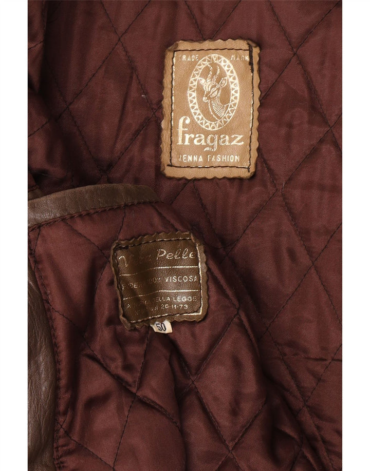 Vintage Mens Leather Jacket IT 50 Large Brown Leather