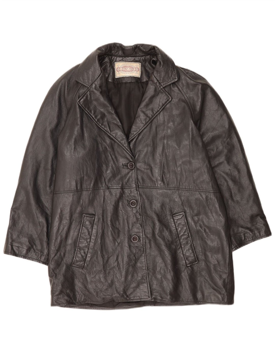 Mary Anne Womens Leather Jacket UK 18 XL Black