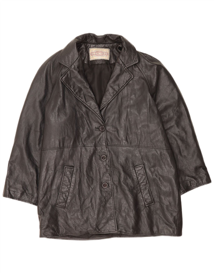 Mary Anne Womens Leather Jacket UK 18 XL Black