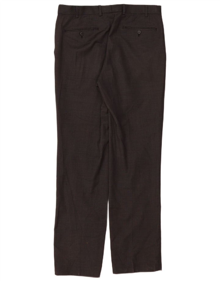 Marks & Spencer Mens Straight Suit Trousers W32 L33 Grey Wool