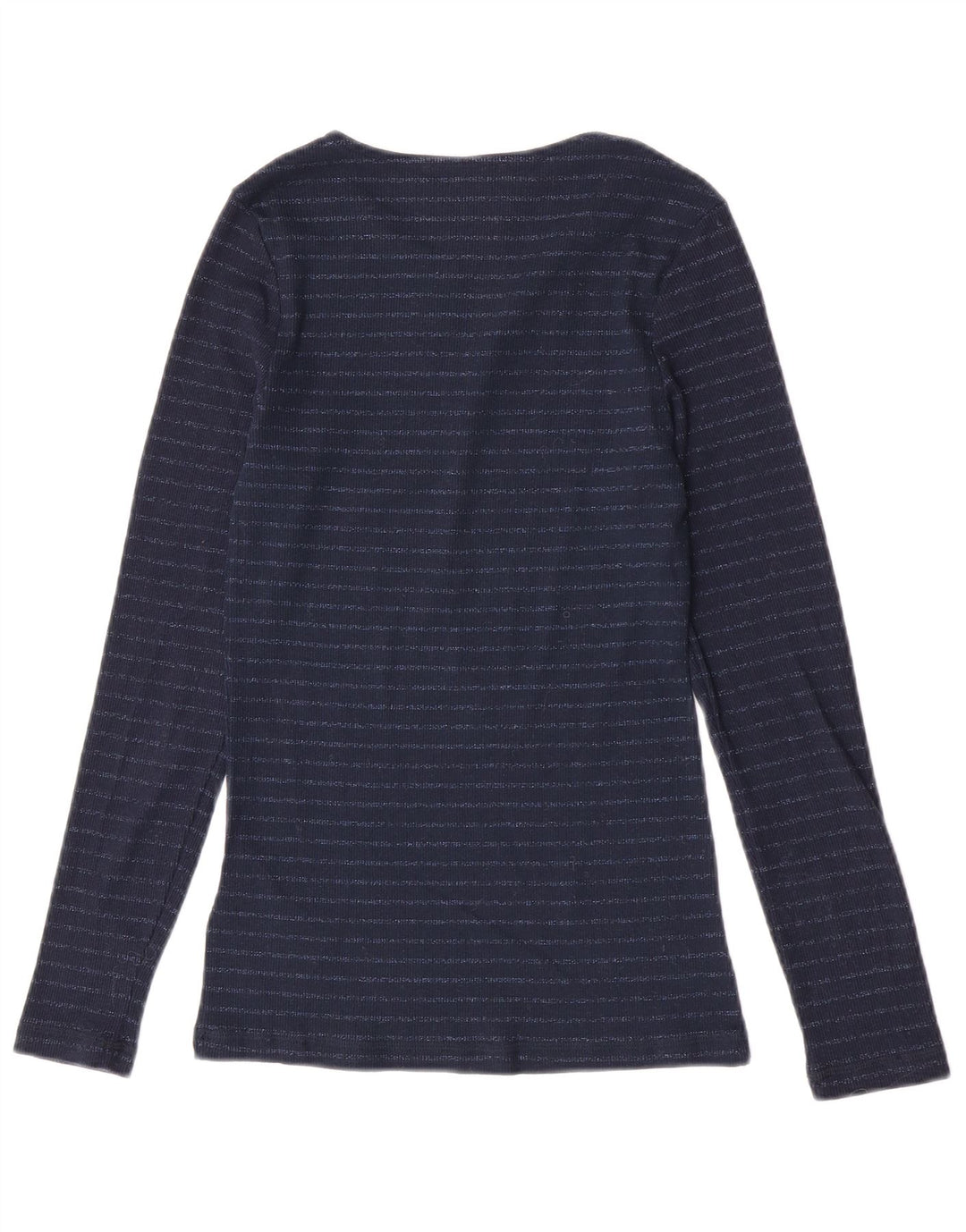 Marks & Spencer Womens Top Long Sleeve UK 8 Small Navy Blue Striped